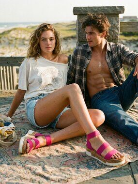 Steve Madden Women 8 Bandi Sandal Pink Elastic Cork Platform Iconic Barbiecore